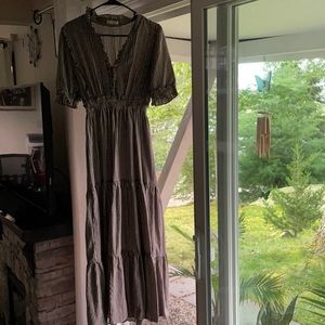 MAX STUDIO size L gingham long sleeve dress